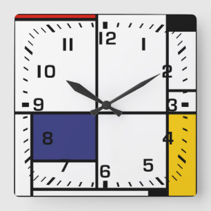 Piet Mondrian, Tableau 1 Square Wall Clock