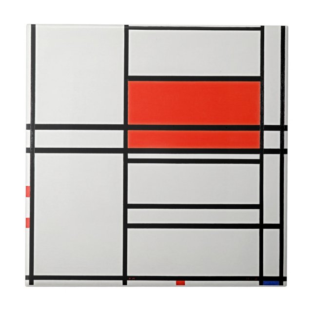 Piet Mondrian's Composition No. 4 - Vibrant Art Tile (Front)