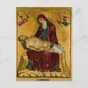 Pieta from the Circle of Nikolaos Tzafouris Icon   Postcard
