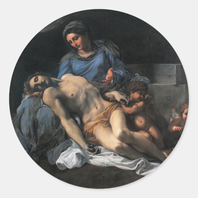 Pieta Jesus Mary Good Friday in Lent  Classic Round Sticker (Front)