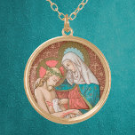 Pieta (SAU 23) Gold Plated Necklace<br><div class="desc">Between The Descent from the Cross and The Entombment, Christ was lamented… most especially by His mother. The term Pieta, derived from the Italian word for ‘pity’, is given to the third—and final--type of depiction of the grieving BVM. In a Pieta, Mary cradles the body of Jesus on her lap...</div>