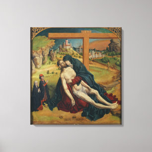 Pieta with Two Donors (oil on panel) Canvas Print