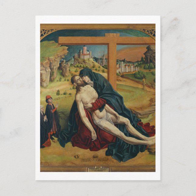 Pieta with Two Donors (oil on panel) Postcard (Front)
