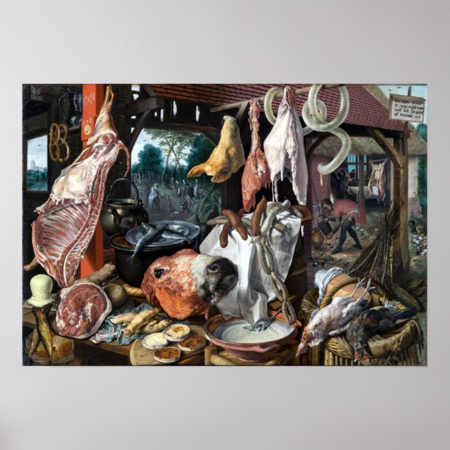 Pieter Aertsen A Meat Stall with the Holy Family Poster (Front)