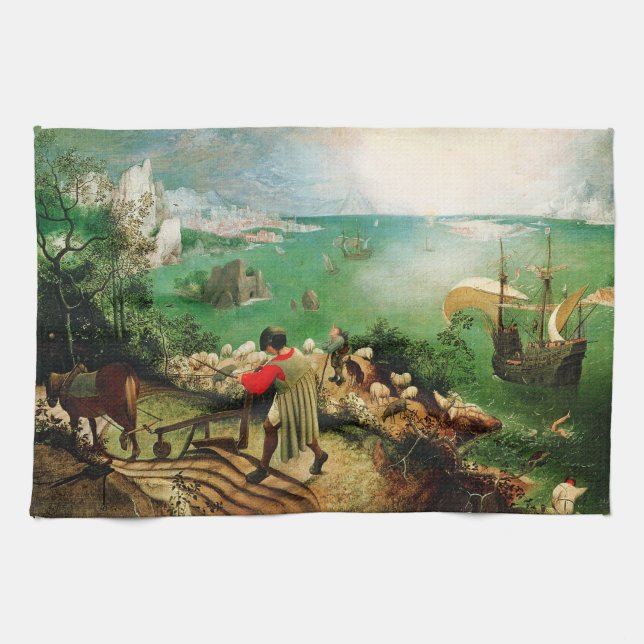 Pieter Bruegel Landscape with the Fall of Icarus Kitchen Towel (Horizontal)