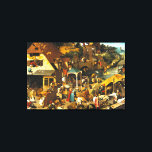 Pieter Bruegel Netherlandish Proverbs Canvas Print<br><div class="desc">Pieter Bruegel Netherlandish Proverbs canvas wrap. Oil on panel from 1559. Pieter Bruegel the Elder painted Netherlandish Porverbs (Also known as The Topsy Turvy World) in 1559. The work depicts over 112 different proverbs playing out in a wild scene of hijinks and hypocrisy. A great gift for fans of Northern...</div>