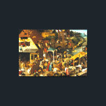 Pieter Bruegel Netherlandish Proverbs Canvas Print<br><div class="desc">Pieter Bruegel Netherlandish Proverbs canvas wrap. Oil on panel from 1559. Pieter Bruegel the Elder painted Netherlandish Porverbs (Also known as The Topsy Turvy World) in 1559. The work depicts over 112 different proverbs playing out in a wild scene of hijinks and hypocrisy. A great gift for fans of Northern...</div>