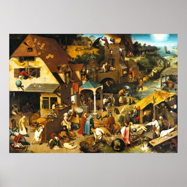 Pieter Bruegel Netherlandish Proverbs Poster (Front)