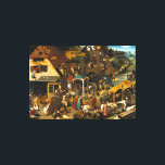 Pieter Bruegel the Elder Dutch Proverbs Canvas Print<br><div class="desc">The Dutch Proverbs (also called The Netherlandish Proverbs) by Pieter Bruegel the Elder, 1559, is an intricate oil and tempera landscape painting with a multitude of figures depicting popular proverbs of the day. Bruegel jams dozens of proverbs into a single composition, illustrating everything from the man at left banging his...</div>