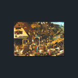 Pieter Bruegel the Elder - Netherlandish Proverbs Canvas Print<br><div class="desc">Netherlandish Proverbs (also called The Blue Cloak or The Topsy Turvy World) is a 1559 oil-on-oak-panel painting by Pieter Bruegel the Elder that depicts a land populated with literal renditions of Dutch proverbs of the day. The picture is overflowing with references and most of the representations still can be identified;...</div>