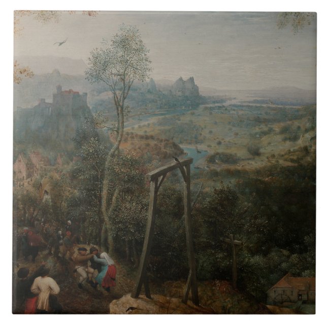 Pieter Bruegel the Elder-The Magpie on the Gallows Tile (Front)