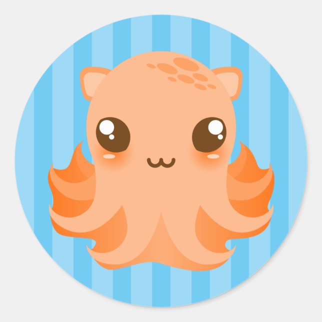 Pieuvre adorable - Stickers Kawaii mignonnes (Devant)