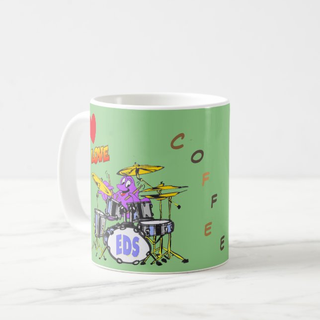 Pieuvre Cartoon Café Lover Green Coffee Mug (Devant gauche)