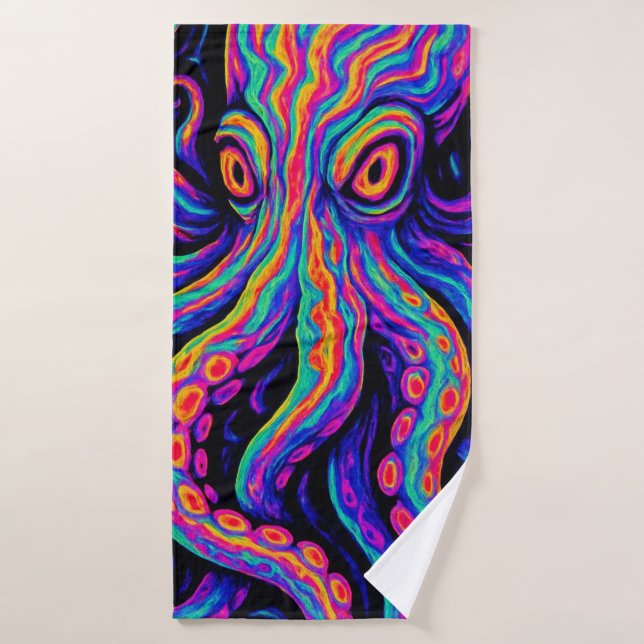 Pieuvre colorée Trippée (Serviette de bain)