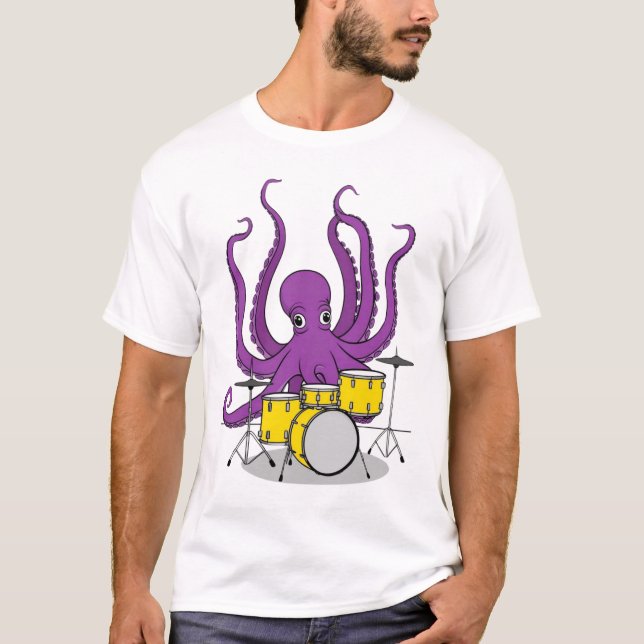pieuvre jouant de la batterie t-shirt (Devant)
