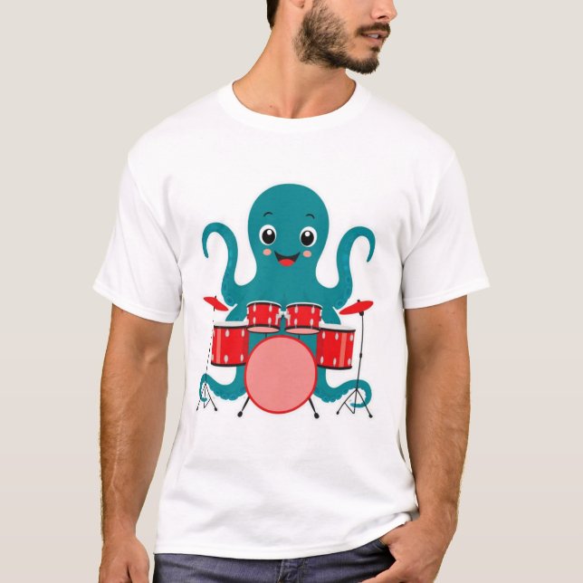 pieuvre jouant de la batterie t-shirt (Devant)