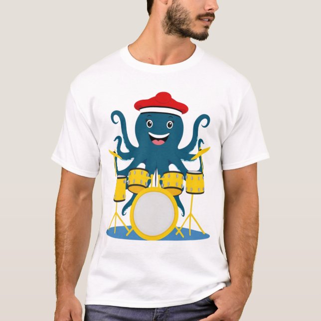 pieuvre jouant de la batterie t-shirt (Devant)