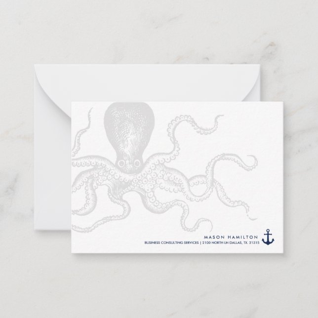 Pieuvre marine avec Ancre | CARTE POUR NOTES (Devant)