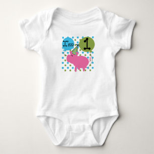 Pig 1st Birthday Baby Bodysuit