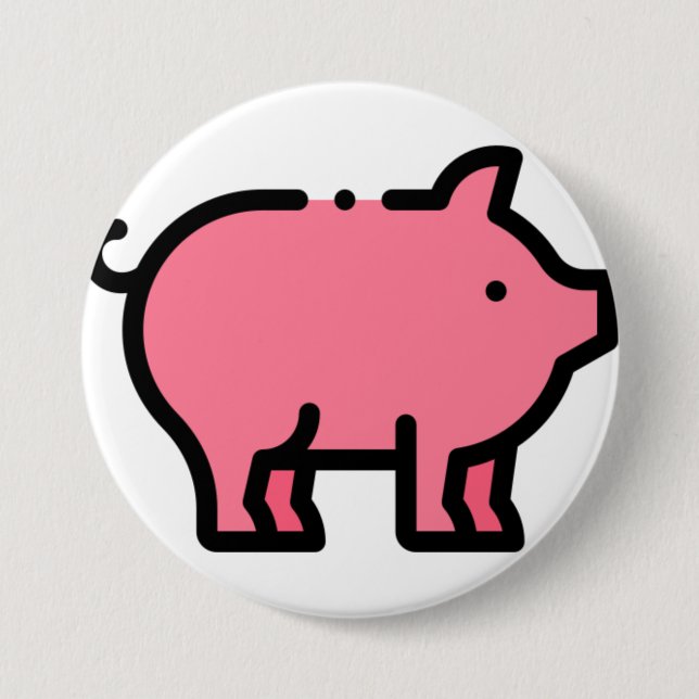 Pig 3 Inch Round Button (Front)