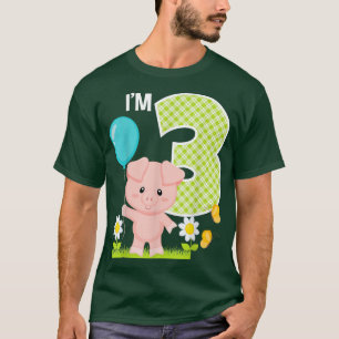 Pig 3rd Birthday Toddler 3 Year Old Birthday Boy P T-Shirt