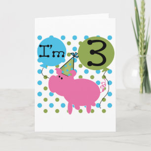 Pig 3rd Birthday Tshirts and Gifts Card