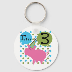 Pig 3rd Birthday Tshirts and Gifts Keychain