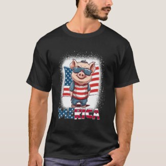 Pig 4Th Of July Patriotic Merica Usa Flag T-Shirt