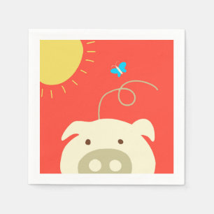 Pig and Butterfly Napkin