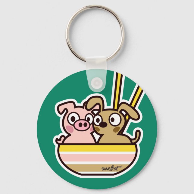 Pig and Dog Keychain (Front)