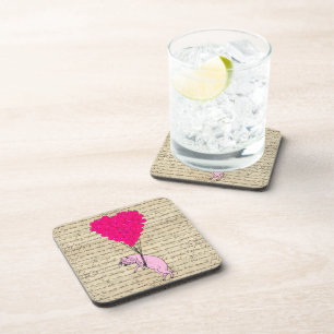 Pig and heart balloons coaster
