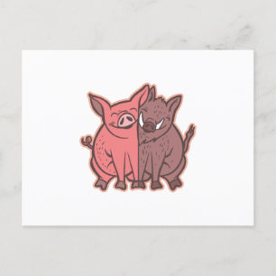 Pig and wild boar postcard