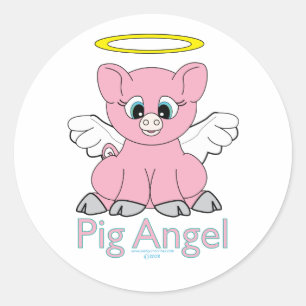 Pig Angel Classic Round Sticker