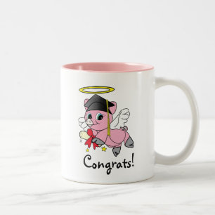Pig Angel Graduation Congratulations Two-Tone Coffee Mug