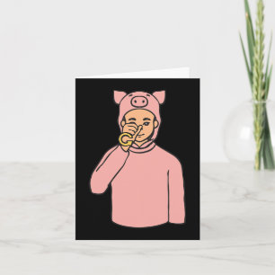 Pig Animal ASL Hand Gesture Deaf Hearing Loss Awar Card