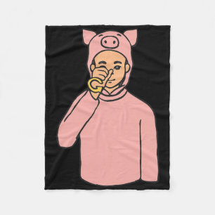 Pig Animal Asl Hand Gesture Deaf Hearing Loss Awar Fleece Blanket