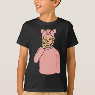 Pig Animal ASL Hand Gesture Deaf Hearing Loss Awar T-Shirt