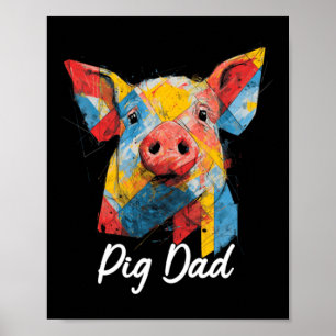 Pig Animal Lovers Men Women Vintage Fathers Day Poster
