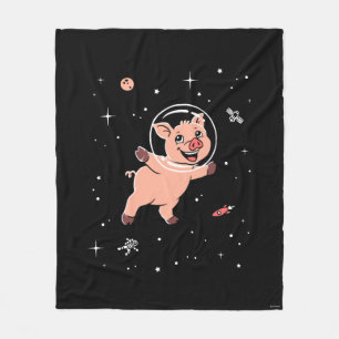 Pig Animals In Space Fleece Blanket