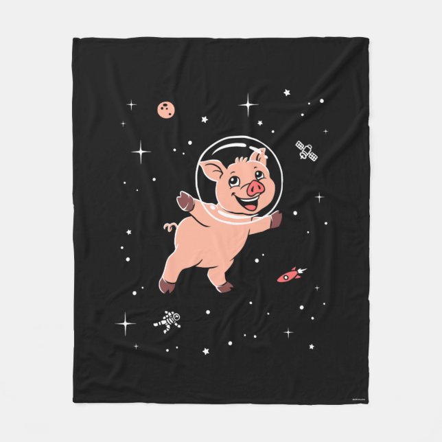 Pig Animals In Space Fleece Blanket (Front)