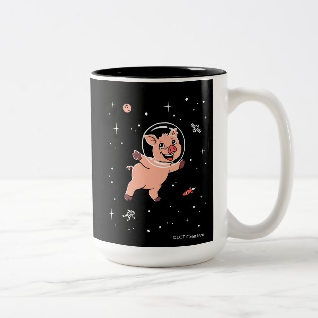 Pig Animals In Space Two-Tone Coffee Mug (Right)