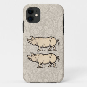 Pig Antique Piggy Cute Vintage Illustration iPhone 11 Case