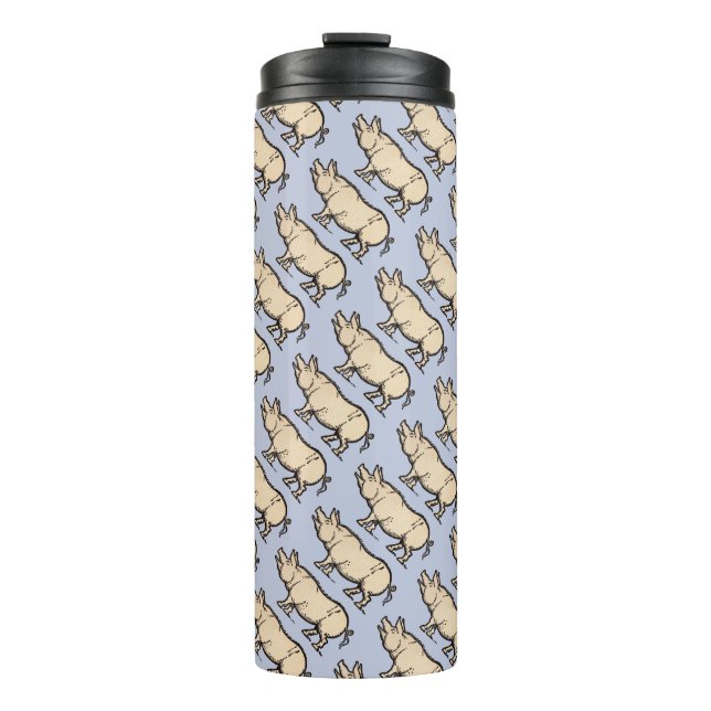 Pig Antique Piggy Cute Vintage Illustration Thermal Tumbler (Front)