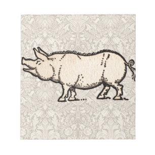 Pig Antique Piggy Cute Vintage Notepad