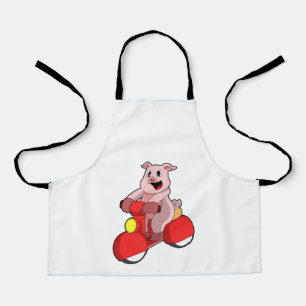 Pig as Biker with Scooter Apron