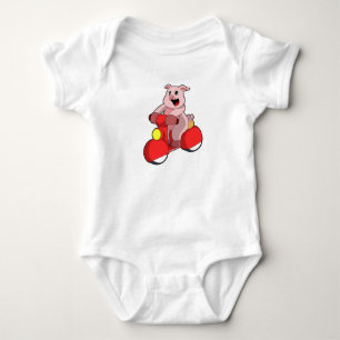 Pig as Biker with Scooter Baby Bodysuit