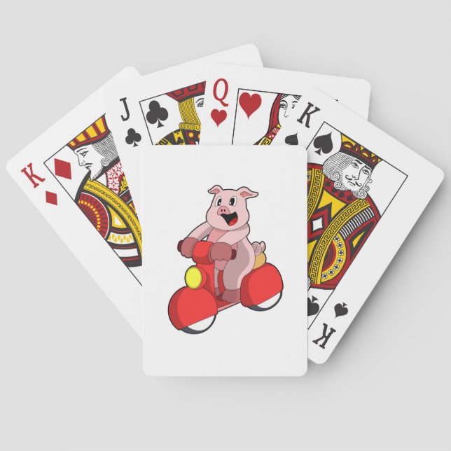 Pig as Biker with Scooter Playing Cards (Back)