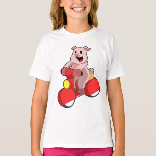 Pig as Biker with Scooter T-Shirt