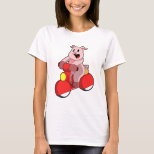 Pig as Biker with Scooter T-Shirt