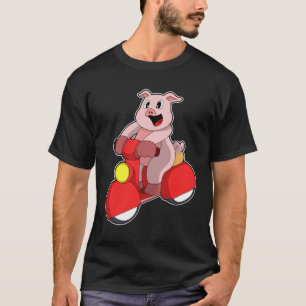 Pig as Biker with Scooter T-Shirt